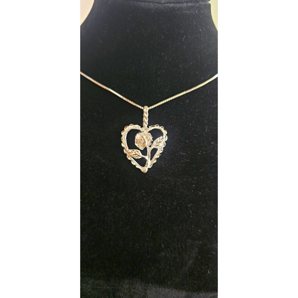 20" 925 Sterling Silver Heart Charm Pendant Box Chain Necklace